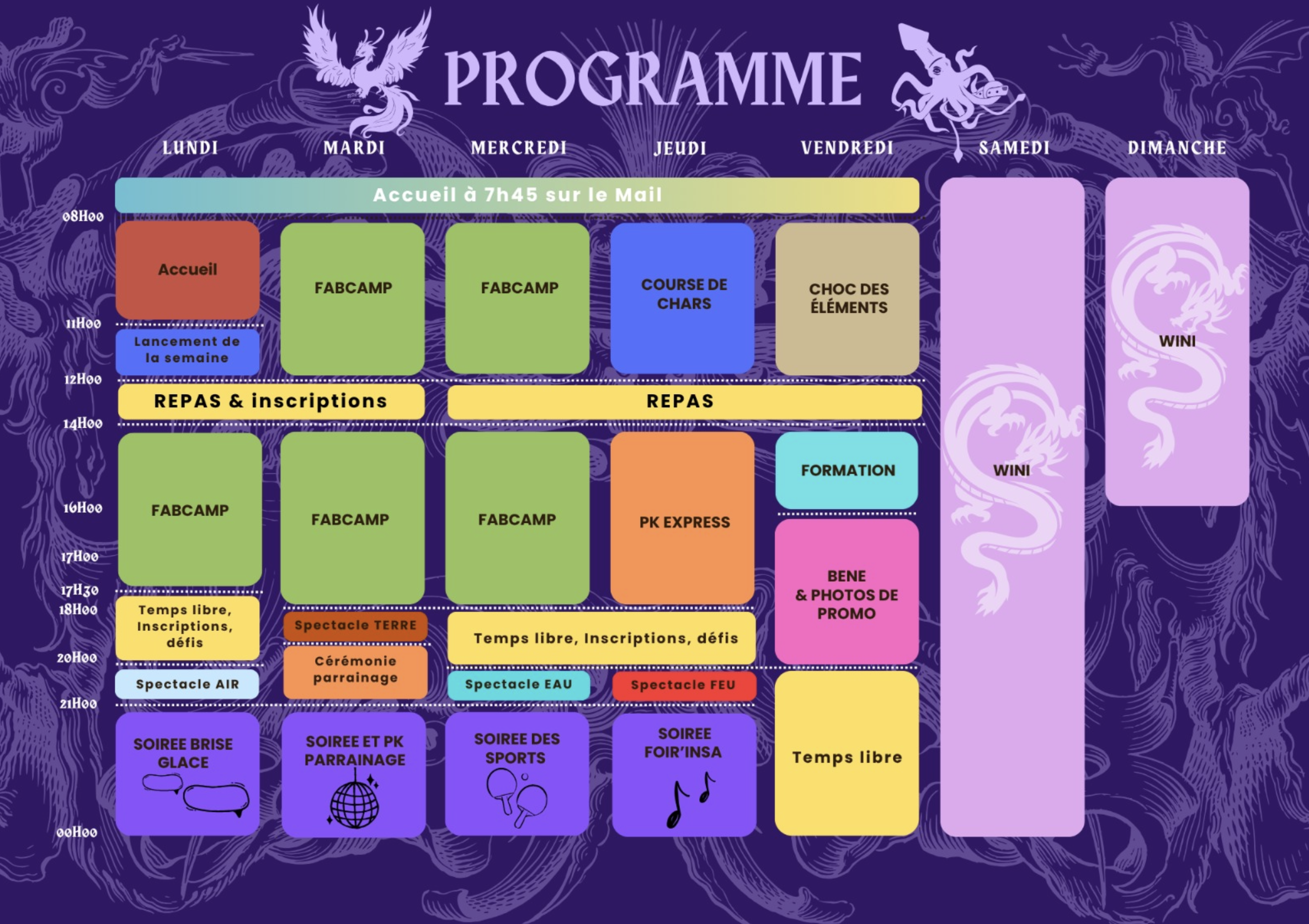 Planning de la Semaine d'Accueil